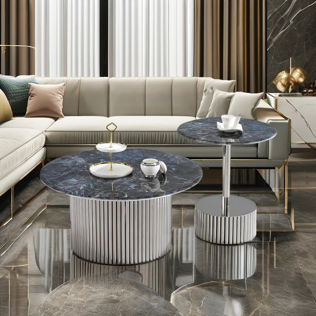 Stainless steel base high-end Italian design simple coffee table set home villa furniture luxury apartment project coffee table