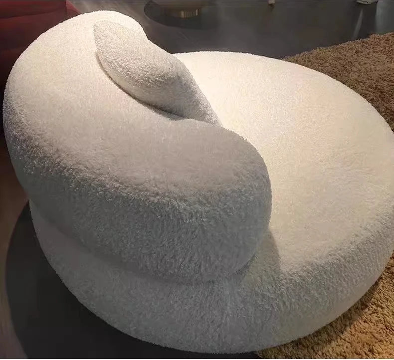 INS style Italian design large villa apartment fabric round casual sofa chair soft foam comfortable living room white fat sofa