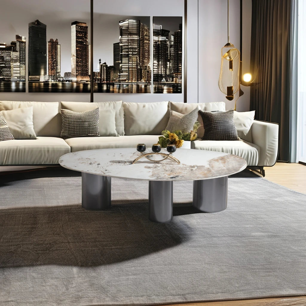 Apartment Project Living Room Furniture Interior Home Italian Minimalist Design Oval Shape 45cm Height Bedroom Coffee Table