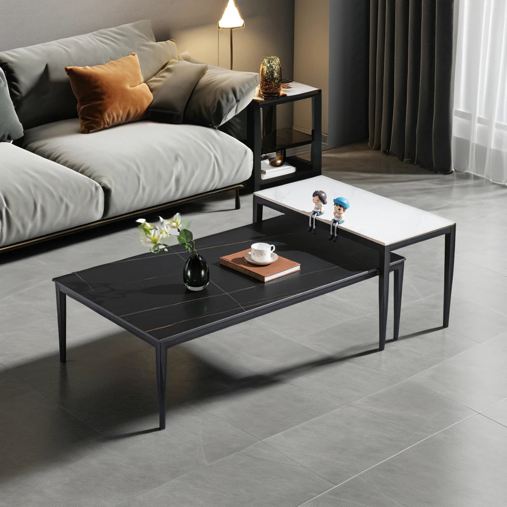 Square coffee table set Living room furniture Modern design Simple 2-piece set Hotel project Apartment coffee table
