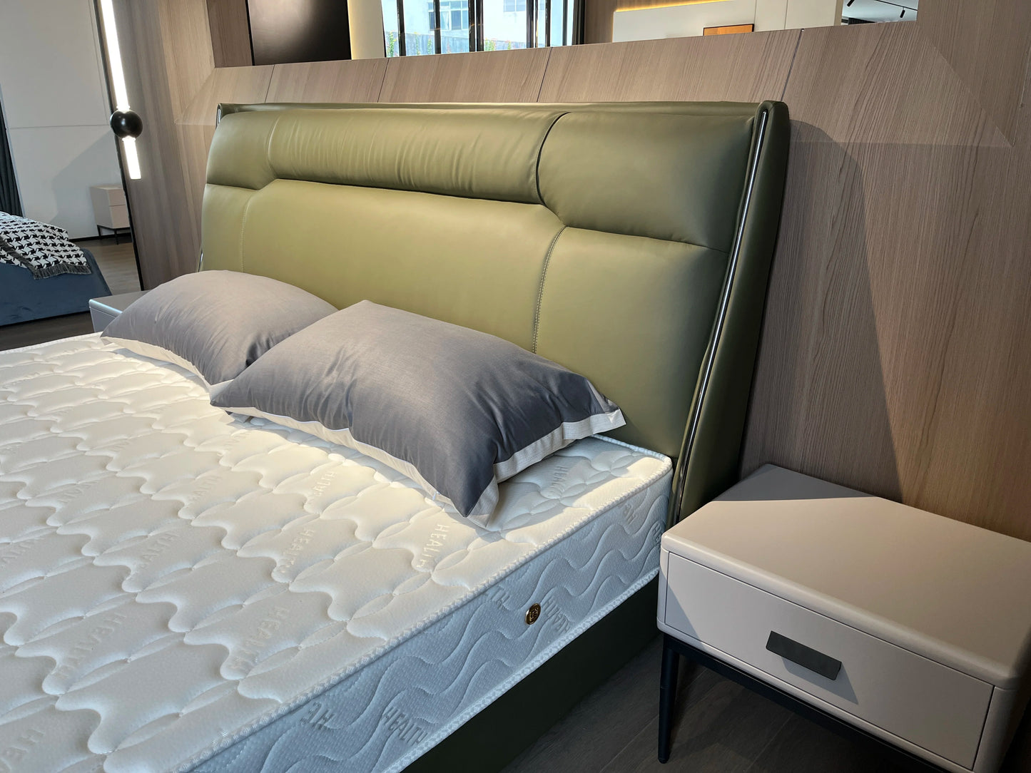 Modern minimalist design king bedding set master bedroom nordic style villa home furniture & apartment wooden frame