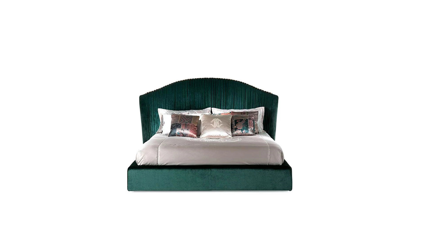 Italian luxury brand modern simple double bed high-end light luxury master bedroom bed cover buckle Italian style leather bed