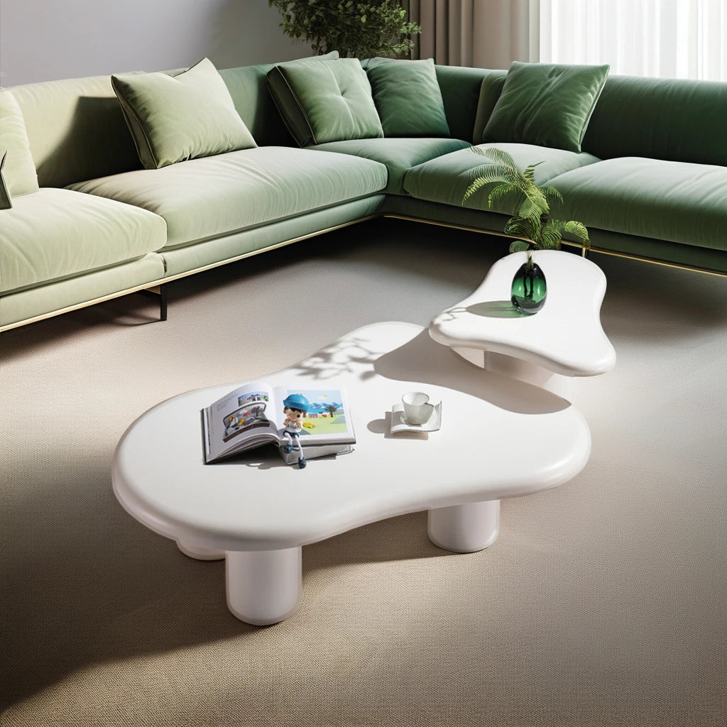 Milk White Sabi Wabi Design Home Living Room Low Coffee Table Set Interior Furniture Bedroom Simple Modern Coffee Table