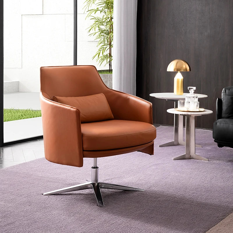 Italian design leather with ottoman single sofa swivel chair silas luxury hotel living room soft single chair