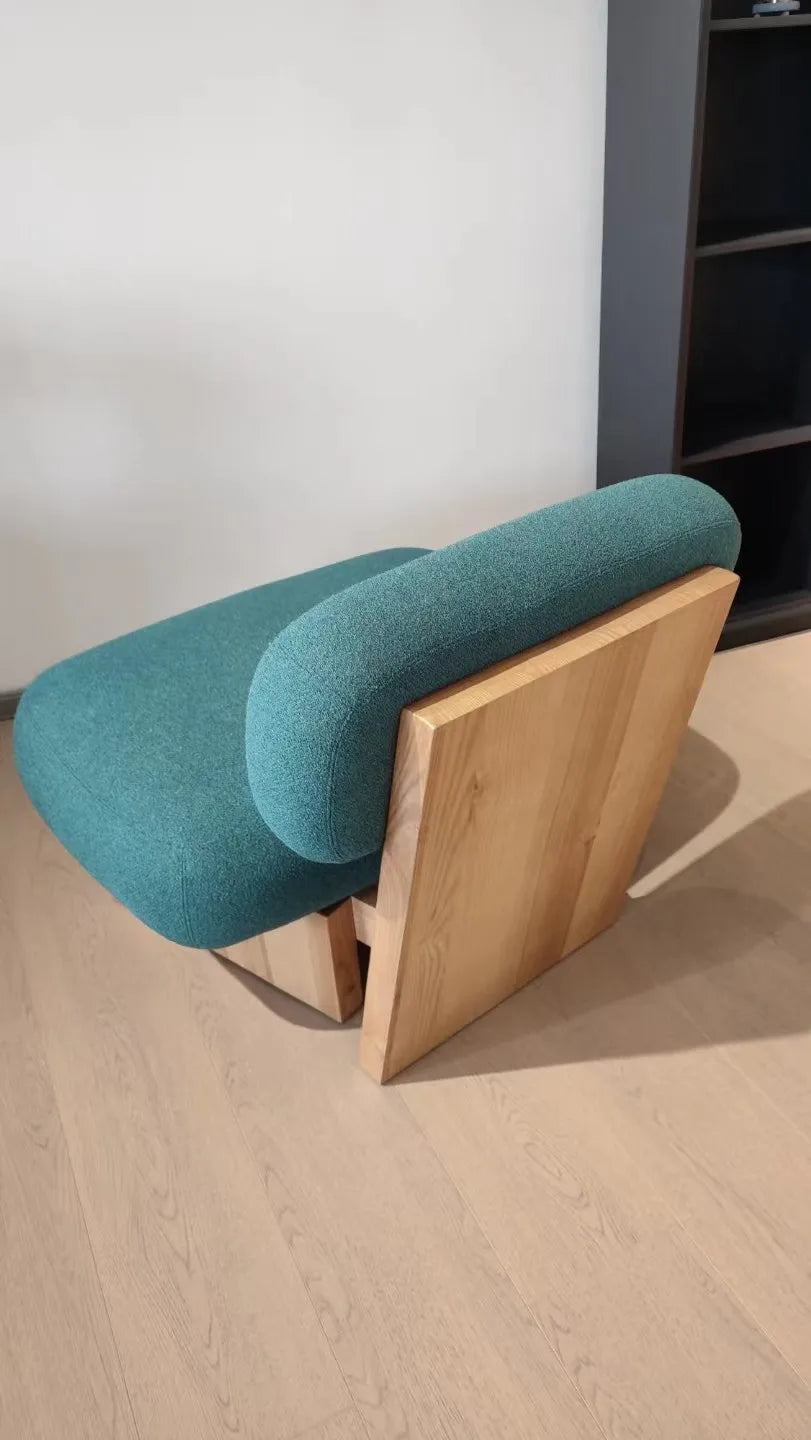 Nordic style home living room furniture villa gray wooden frame leisure seat apartment loft comfortable Japanese seat fabric chair