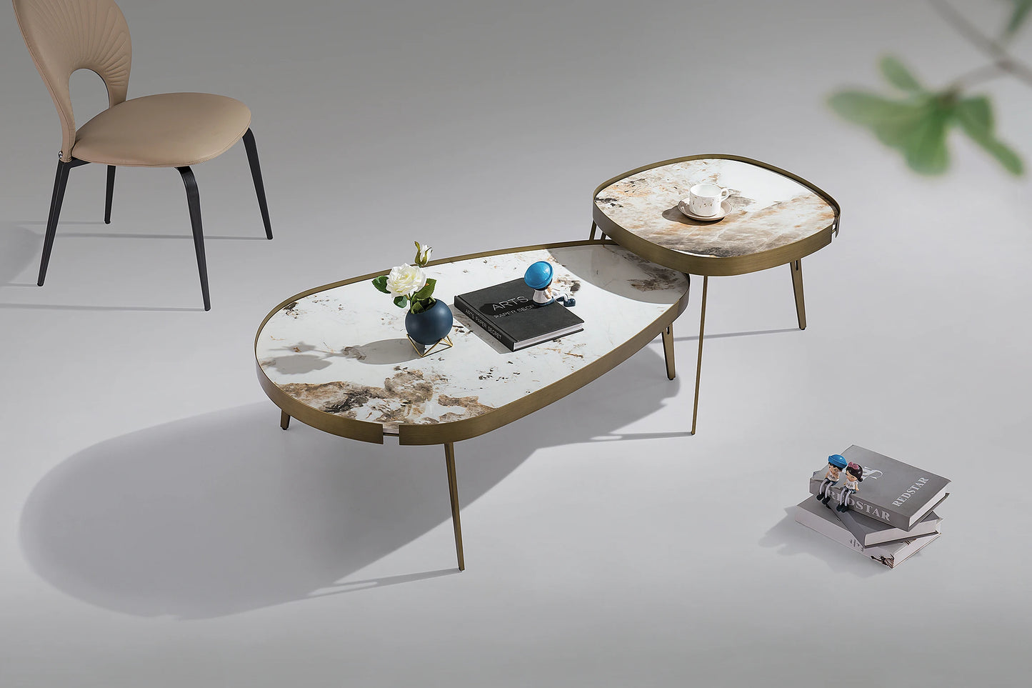 European Apartment Project Living Room Modern Style Set Coffee Table Oval Ceramic Home Furniture Bedroom Hotel Coffee Table