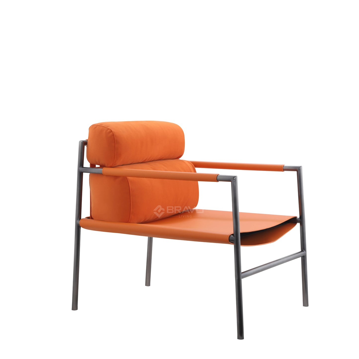 Simple Design Italian Minimalist Home Furniture Living Room Leisure Armchair Micro Fiber and Saddle Leather Villa Leisure Chair