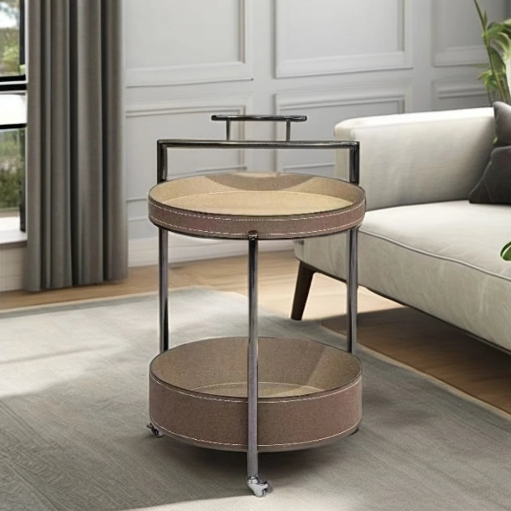 Trolley Wheel Snacks Side Table Bedroom Furniture Villa Living Room Casa Coffee Table Loft Project Saddle Leather Coffee Table