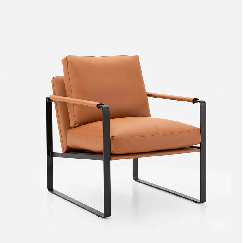 Modern Casual Armrest Sofa Chair Italian Design Lobby Custom Furniture Luxury Single Leather L< unk > Chair