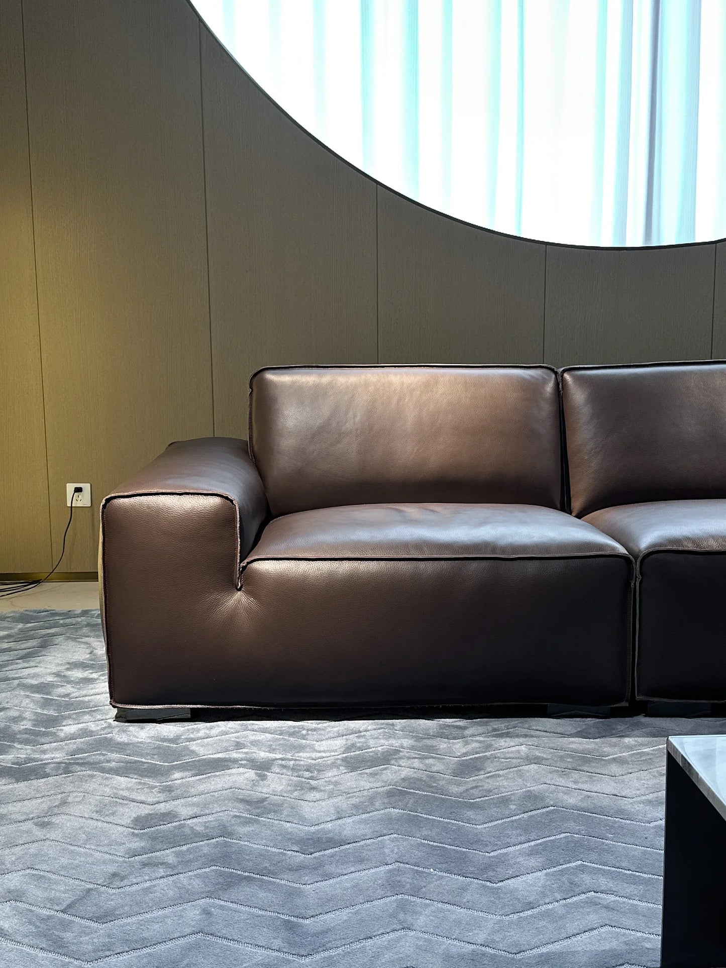 Comfortable Modern Home Modular Leather Sofa Set In-Line All Black Combination Sofa Living Room Comfortable Furniture