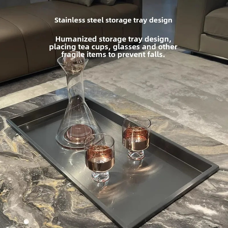 Italian luxury stone coffee table Normcore modern living room barrier-free high-end simple marble square