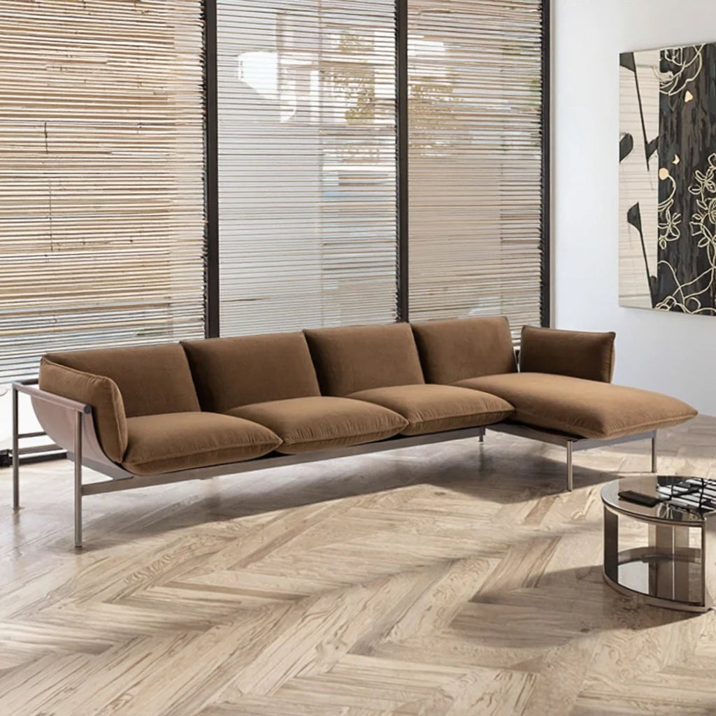 Villa Furniture Stainless Steel Frame Italian Style Connor Sofa Modern Leisure Lounge Chair Luxury Home Leisure Loft Leisure Sofa