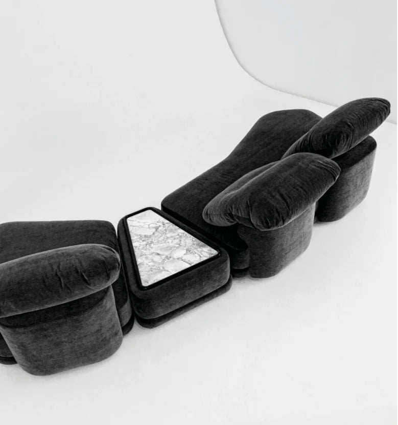 Wabi Sabi custom indoor soft Italian fabric cover leisure sofa living room public area leisure curve corner module sofa