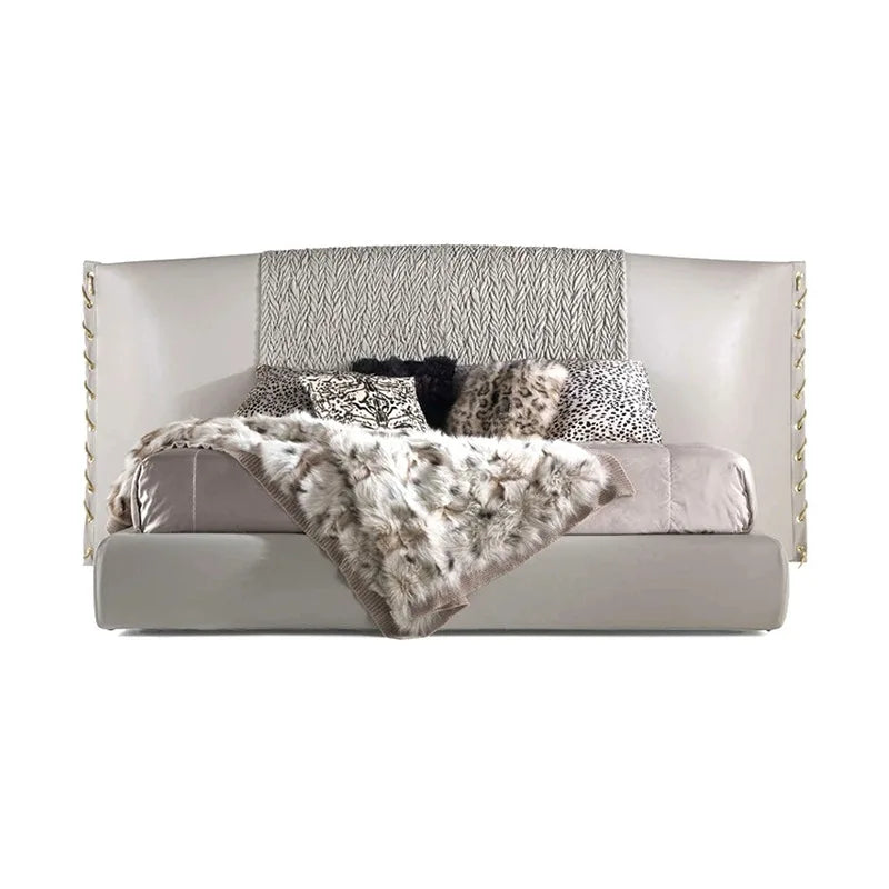 Italian luxury palace series simple leather queen bed villa master bedroom high-end soft bed