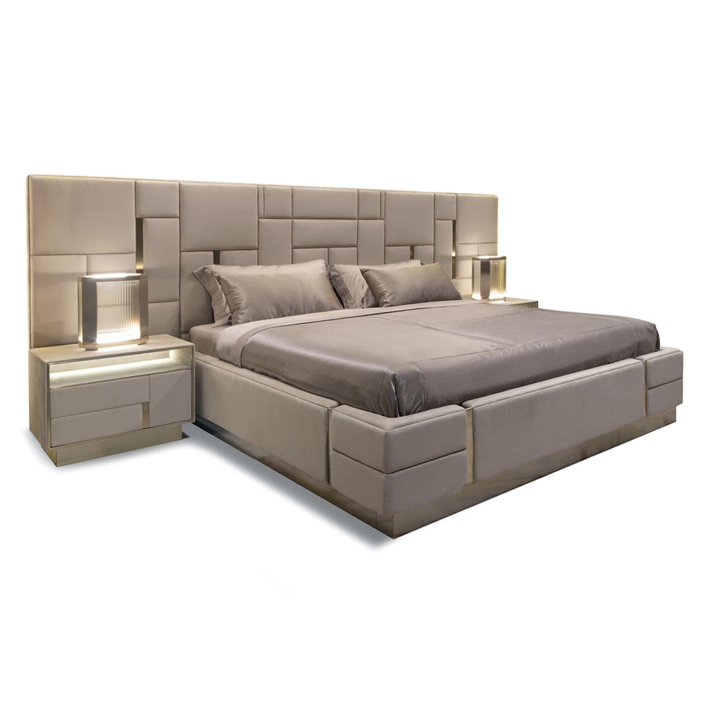 2025 New Design Luxury High-End High-Back Master Bedroom Modern Style Double Queen Villa Luxury Living