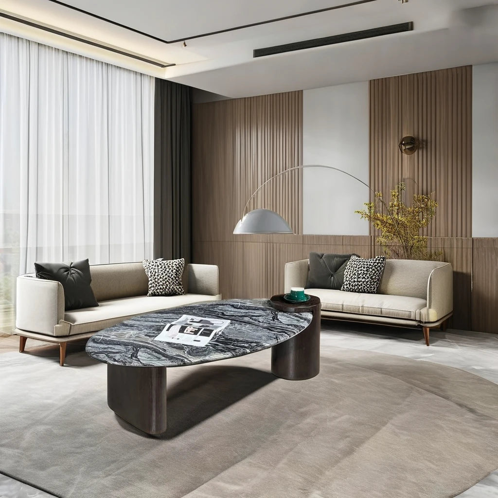 Micro crystal line stone oval top villa high-end coffee table luxury home living room furniture loft Casa hotel coffee table