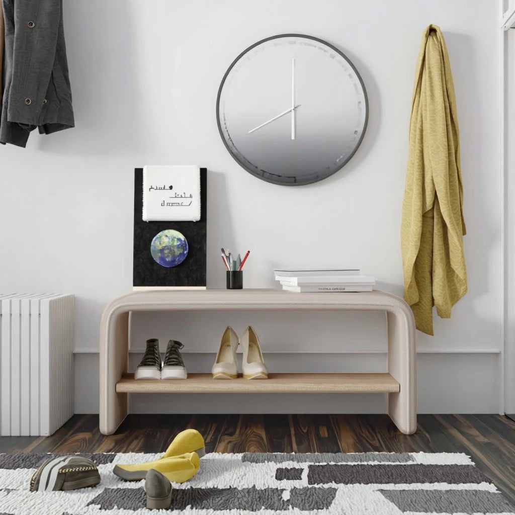 High-end modern entrance door solid wood shoe changing stool with integral entrance stool for fitting room household shoe cabinet