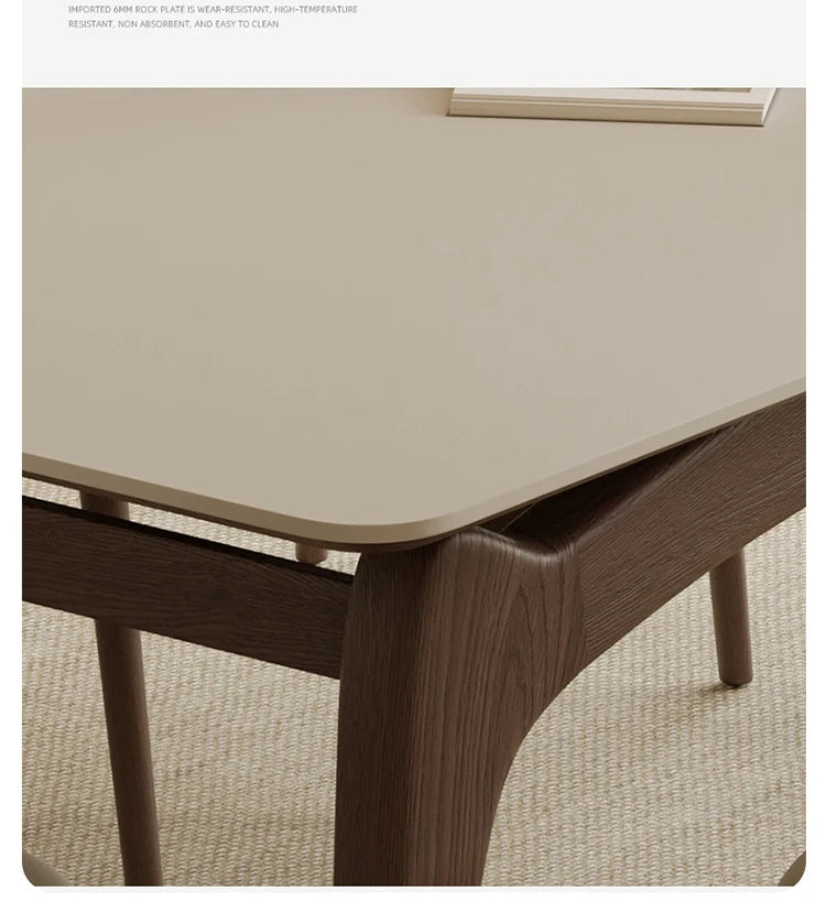 WABI SABI Hot Sale Style Solid Wood Cream Rectangle Chair Combination Comfortable Home Wooden Dining Table
