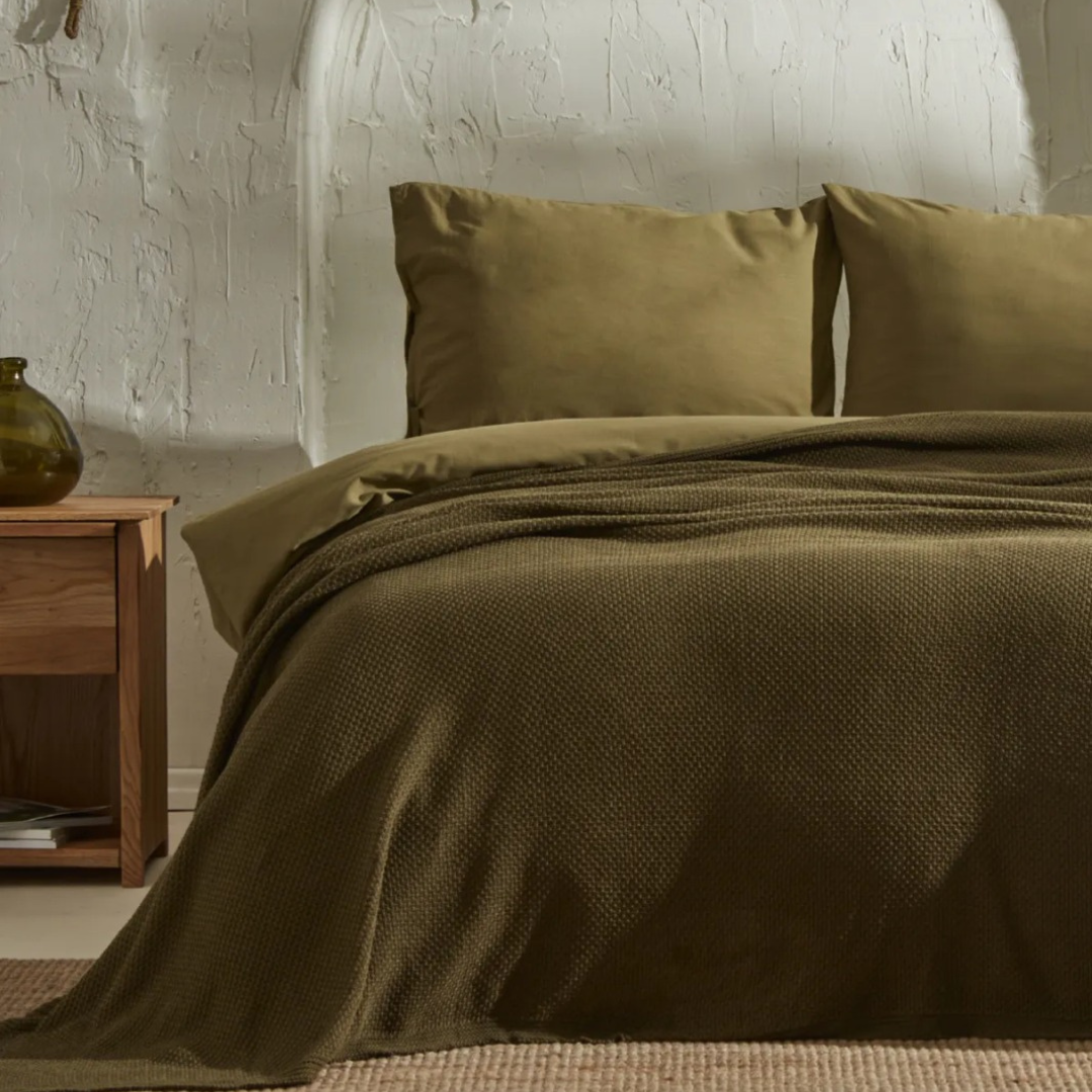 Earth Double Knitwear Blanket Khaki
