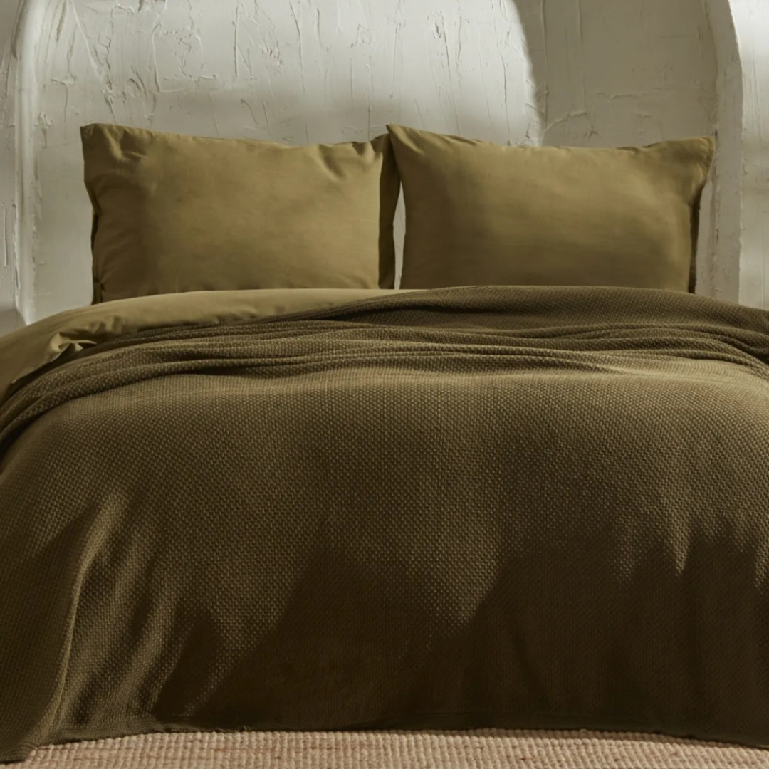 Earth Double Knitwear Blanket Khaki