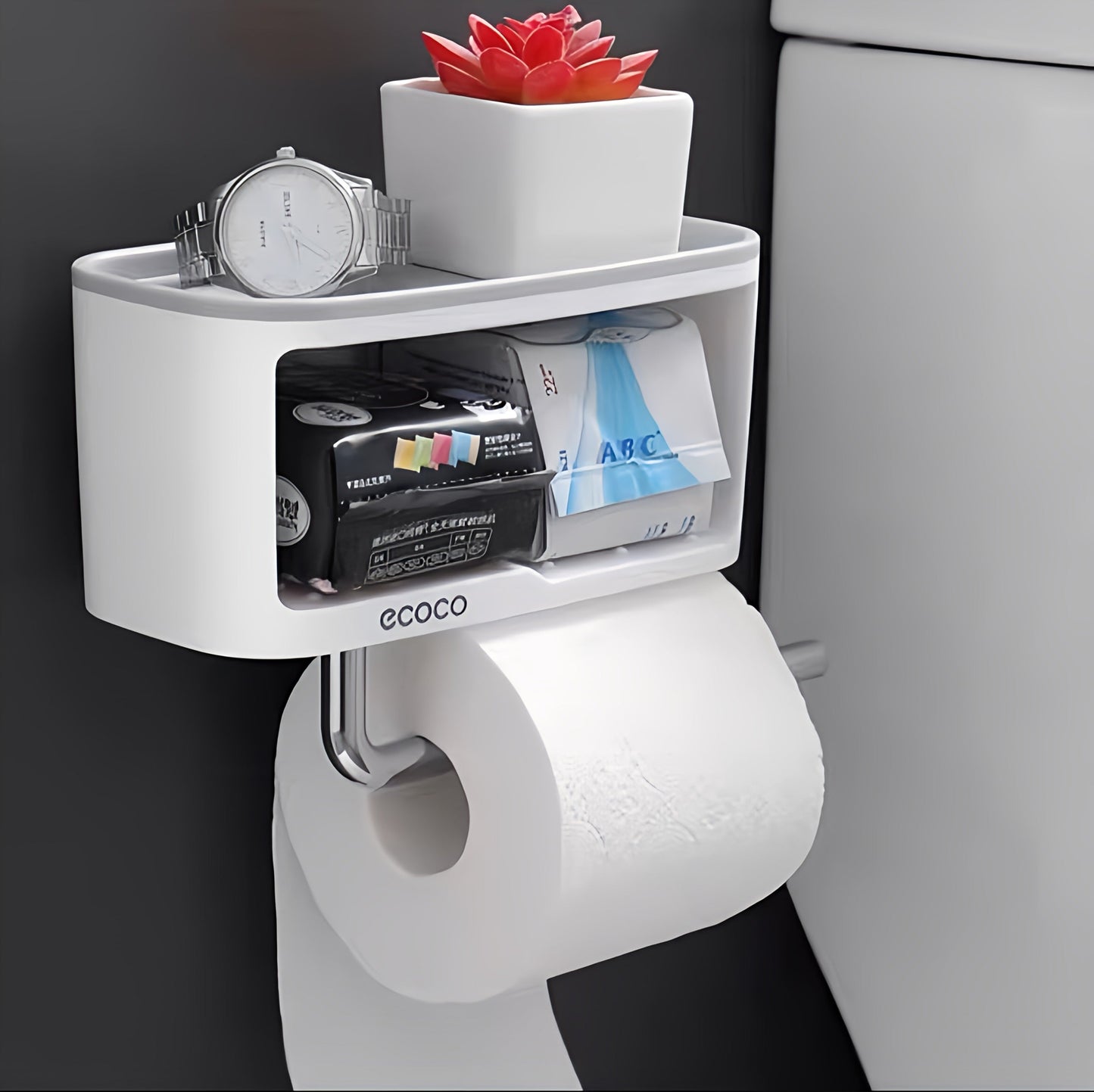 Ecoco Shelf Soap Sponge Holder with Towel Hanger