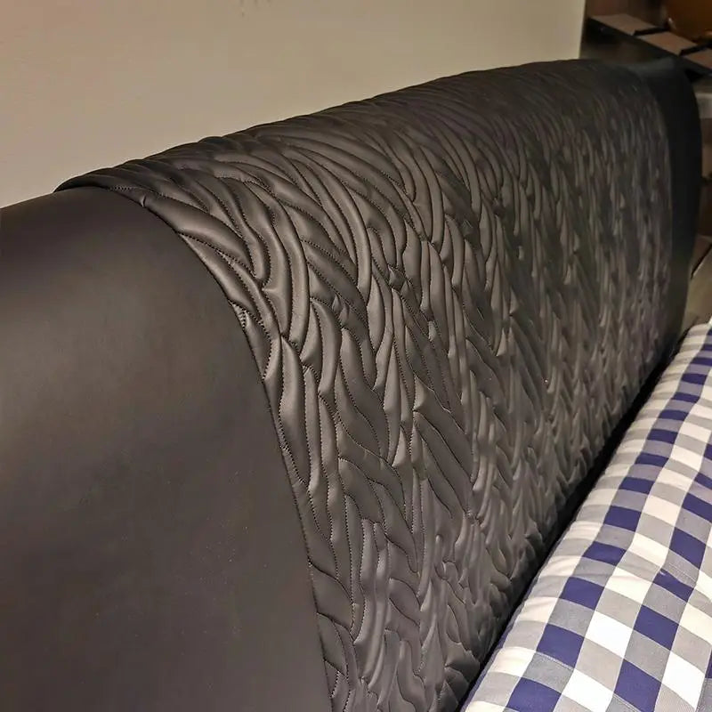 Queen Bed Double Leather Bed Luxury Style Large Flat Bedroom Furniture Custom Wide Headboard King Size Bed