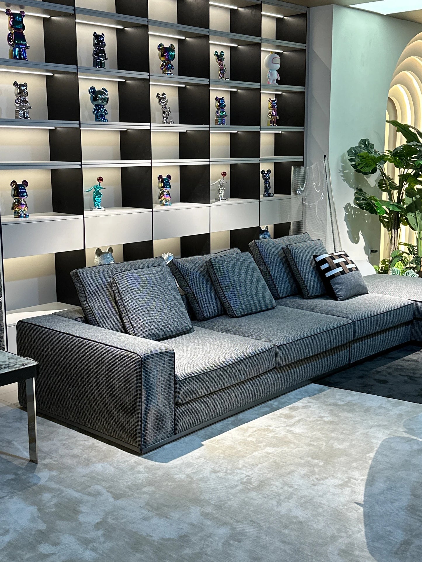 Large villa apartment fabric l-shaped combination sofa Home living room furniture l-shaped loft luxury combination sofa