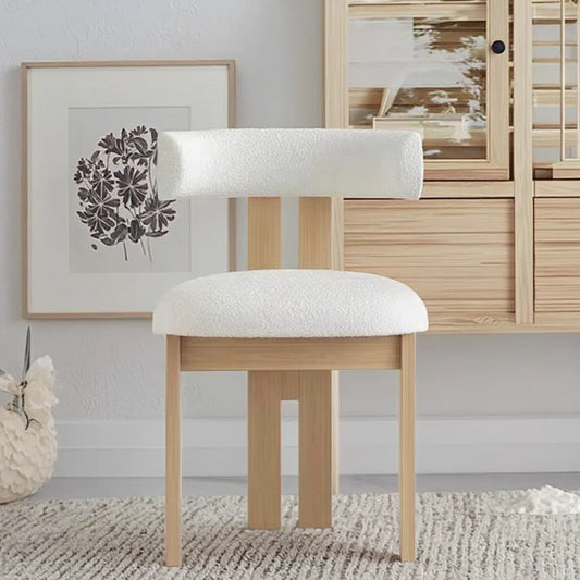 Wabi sabi design grey wood frame fabric dining room furniture villa home leisure seat Japanese style loft dining chair
