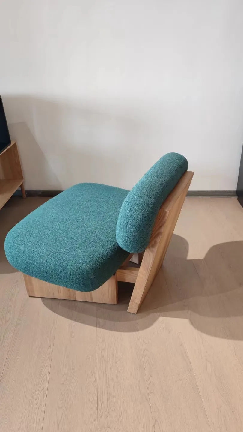 Nordic style home living room furniture villa gray wooden frame leisure seat apartment loft comfortable Japanese seat fabric chair