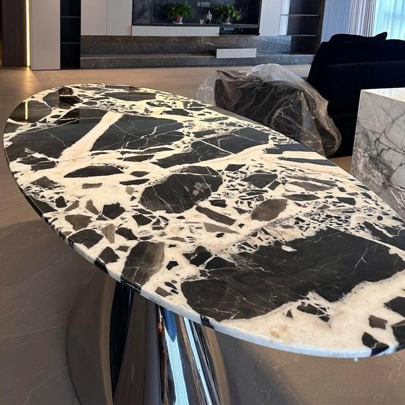 Italian luxury black natural marble modern design style large 240 cm long flat accessible dining table