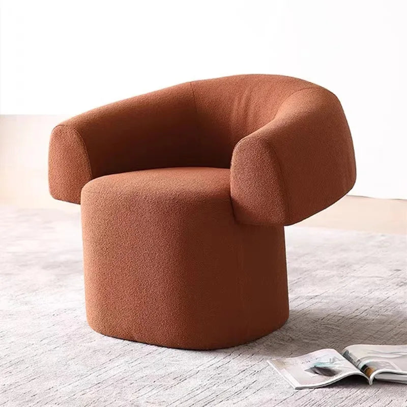High-end modern simple single sofa chair frilly designer leather armchair rotating characteristic living room beauty salon art
