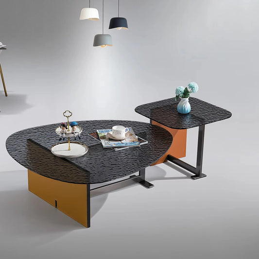 Light luxury glass top VIP villa furniture living room leisure coffee table combination home interior beauty salon coffee table
