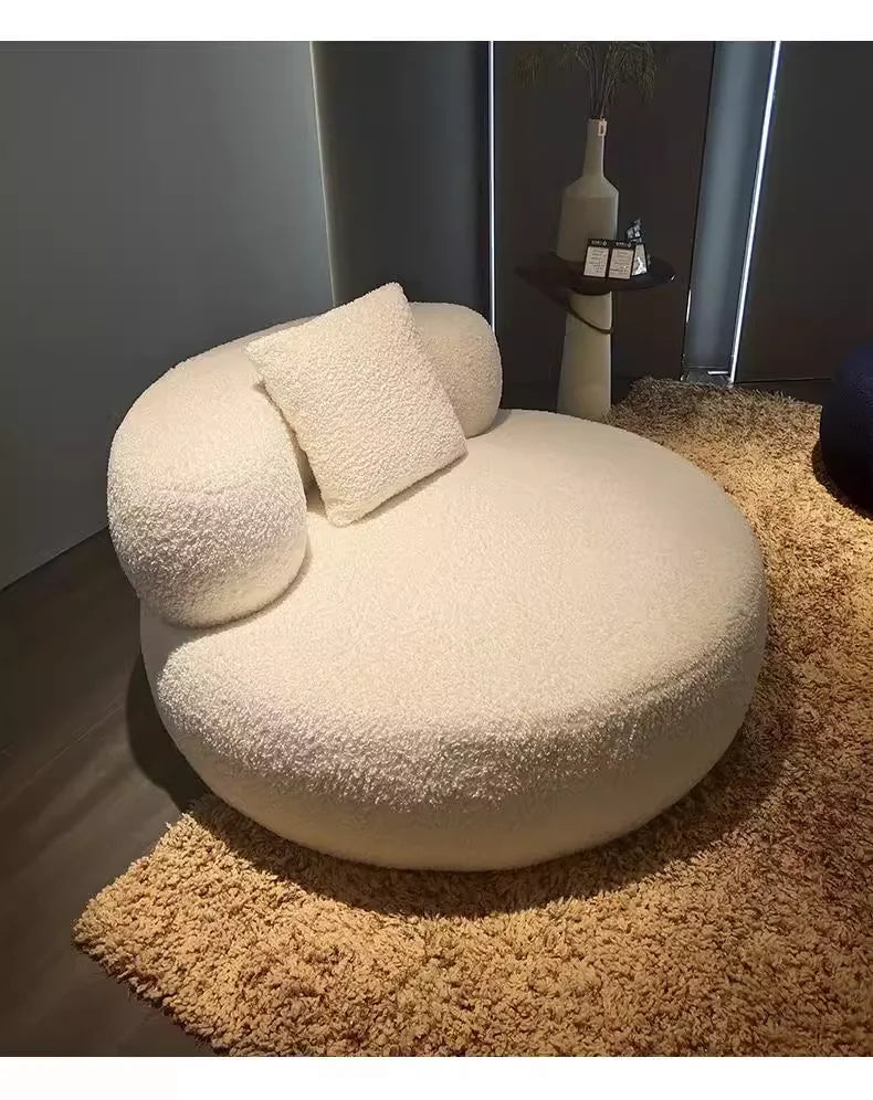 INS style Italian design large villa apartment fabric round casual sofa chair soft foam comfortable living room white fat sofa