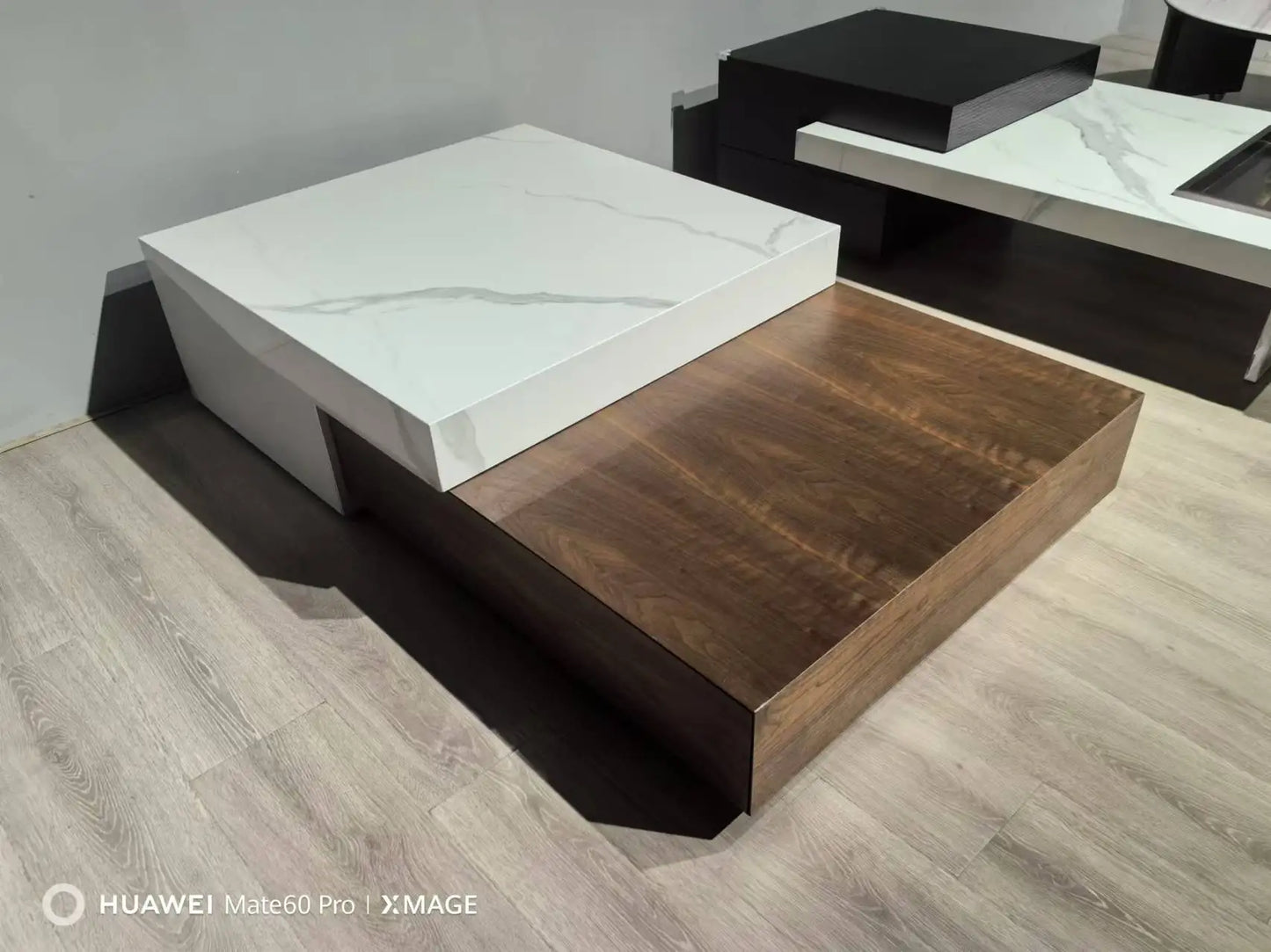 Wooden veneer luxury design ceramic combination coffee table set beauty salon indoor coffee table home living room loft hotel