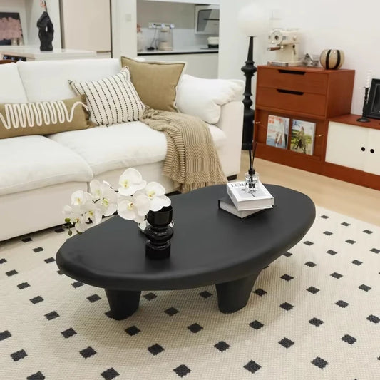 Wabi sabi glass fiber pebble coffee table oval Nordic cream style light luxury simple designer living room red tea table