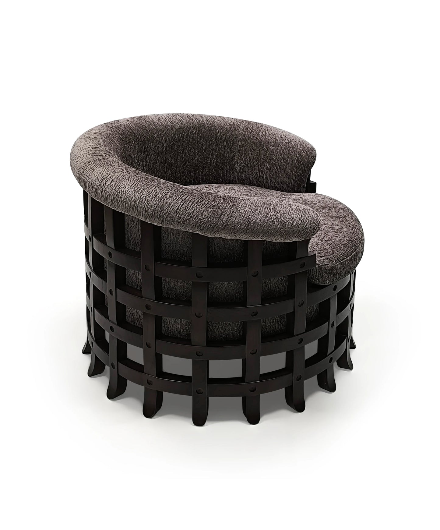 Vintage Design Sabi Wabi Armchair Grey Wood Round Seat Home Living Room Furniture Leisure Villa Interior Seat