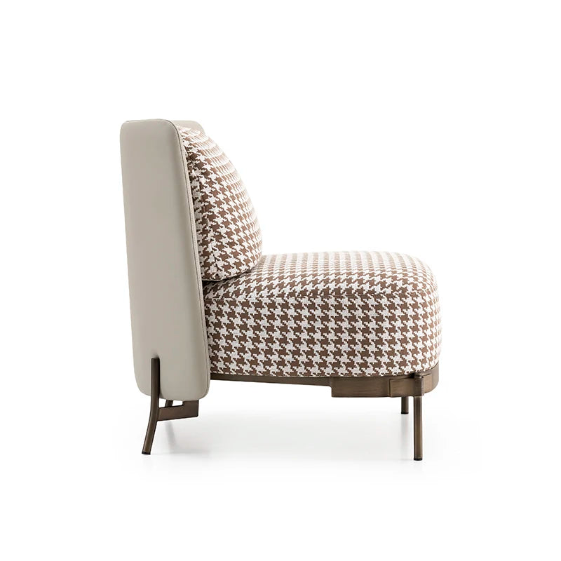 Simple single chair wooden frame fabric chair with stainless steel legs luxury armchair for living room and bedroom