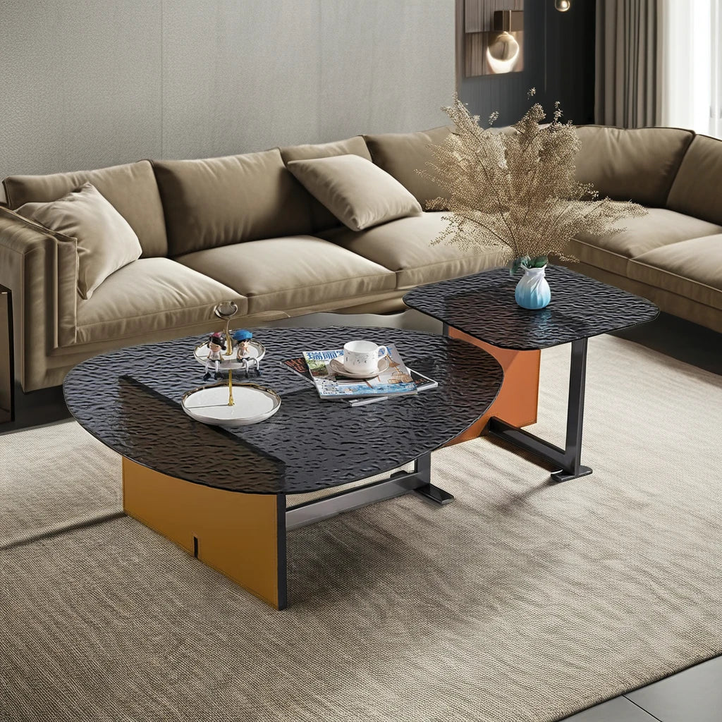 Light luxury glass top VIP villa furniture living room leisure coffee table combination home interior beauty salon coffee table