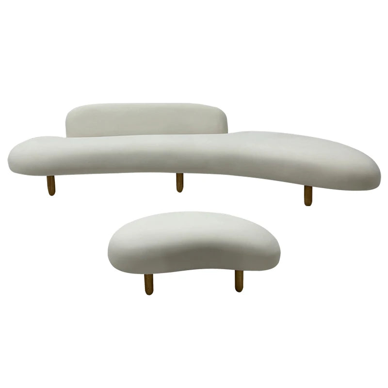 Beautiful Salon Waiting Curve Lounge Chaise Big Villa Apartment Indoor Furniture Office Area Moon Shape 200cm Sofa Set
