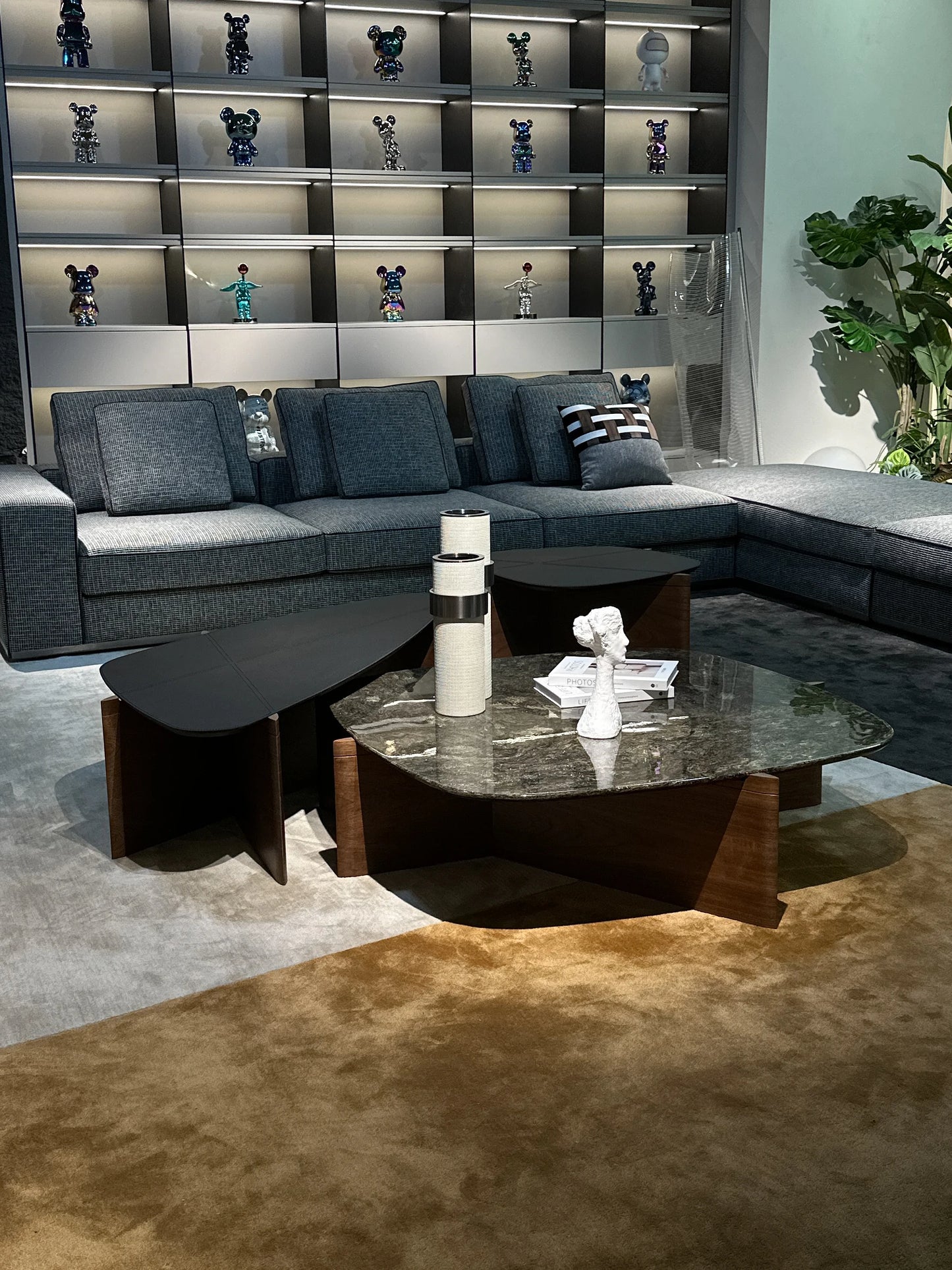 3-Piece Combination Low Coffee Table Marble Top Dining Table Light Luxury Solid Wood Living Room Furniture Center Table