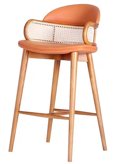 Noric Design Rattan Ash Wooden Home Interior Furniture Living Room bar Table 75cm Stools Japan Design Barchairs Barstool