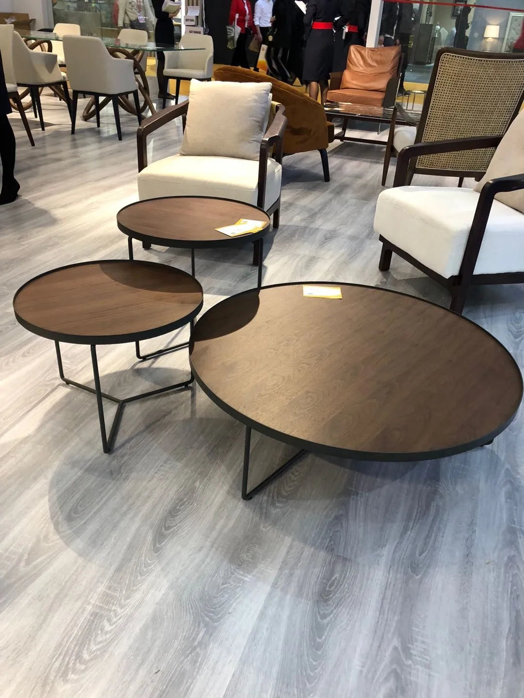 Combination 3-table living room furniture Low steel frame Modern Nordic design Italian home Interior coffee table