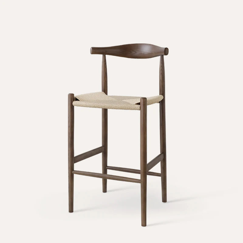 Solid wood Nordic minimalist retro chair with woven rope horn for home furniture in coffee shops and milk tea shops
