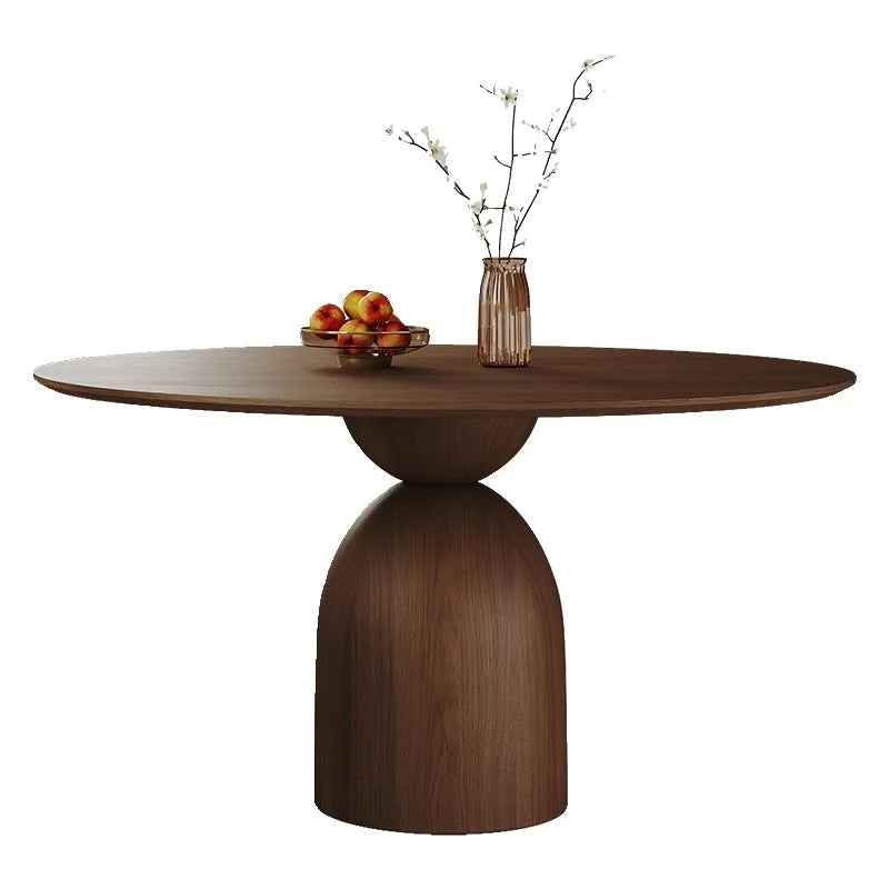 Modern mid-century style walnut style solid wood dining table and chair set for living room and dining room
