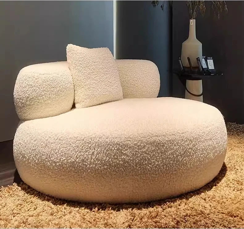 INS style Italian design large villa apartment fabric round casual sofa chair soft foam comfortable living room white fat sofa