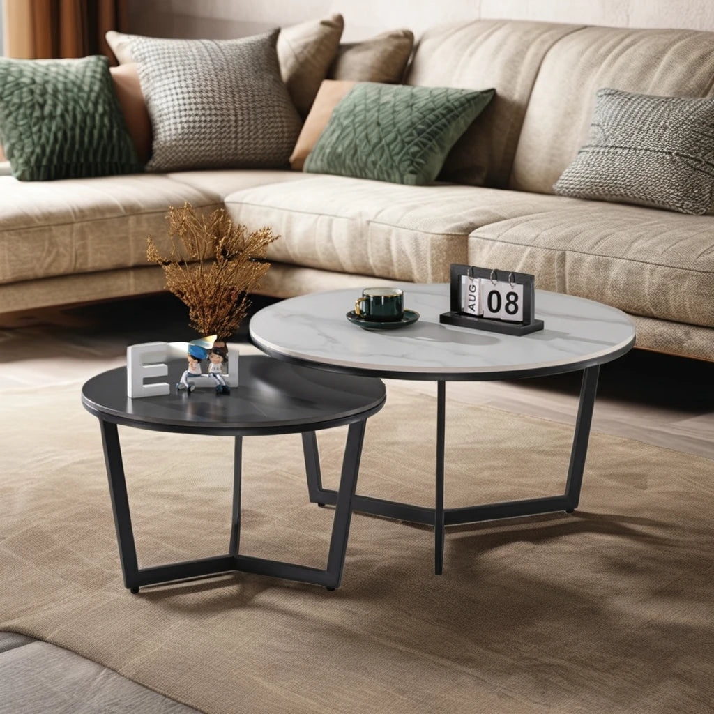 Combination coffee table set Modern simple apartment Hotel project Living room high-end gold base coffee table