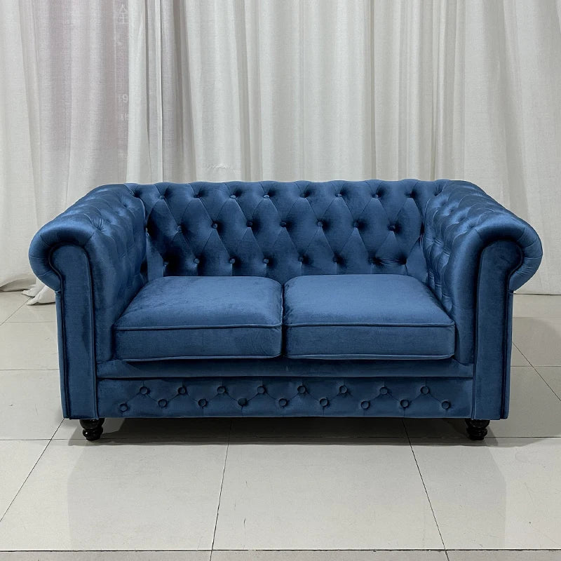 Italian luxury 180cm interior sofa set retro style Italian balsa wood velvet elegant buckle home living room large villa apartment
