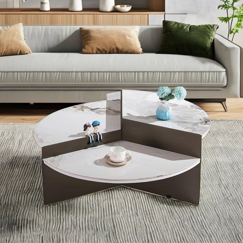 Special Design Home Living Room Furniture Round Ceramic Coffee Table Simple Italian Design Villa Home Coffee Table