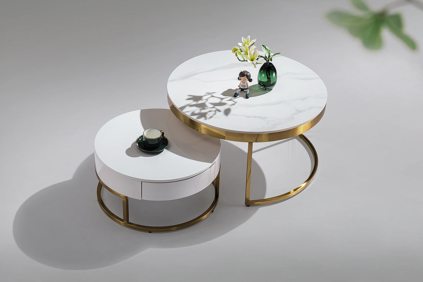 Ceramic living room interior furniture size round indoor bedroom indoor coffee table household coffee table set