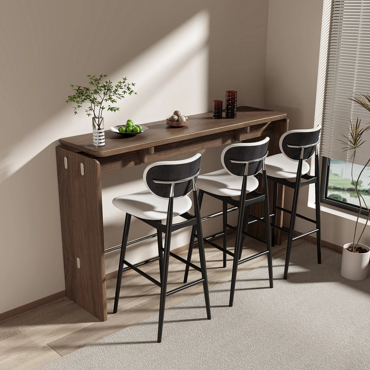 Luxury modern Italian minimalist high stool wooden frame bar chair villa furniture home cafe dining room living room counter stool